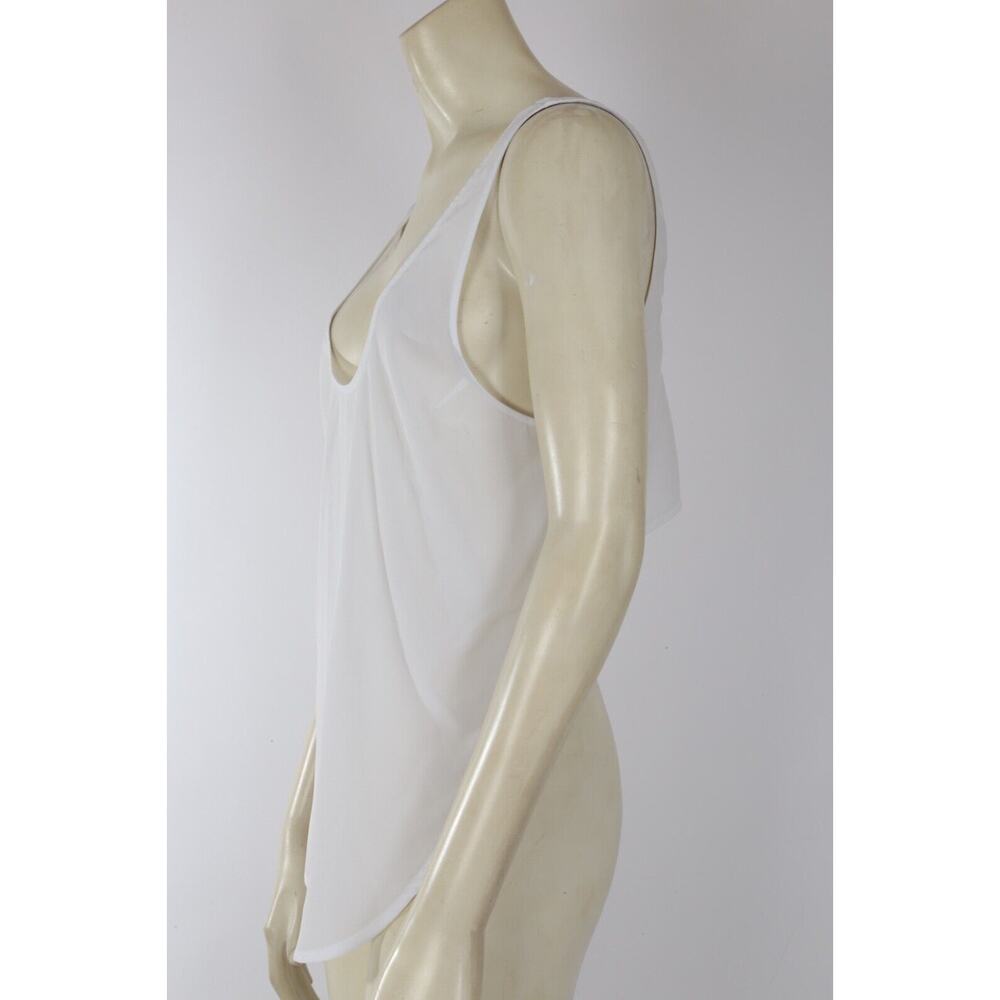 White Sleeveless Scoop Neck High Low Tank Top Size S